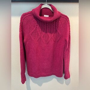 Sundance Pink Scalloped Cuff Silk Blend Turtleneck Mountainview Sweater Size M